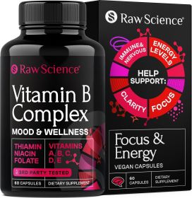 Vitamin B Complex Capsules B1 B2 B3 B5 B6 B7 B9 B12 Biotin Folic Acid Vitamin C for Energy & Immune Support Supplement Super B Complex for Women