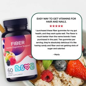 Fiber Gummy Vitamin Fiber Gummies for Adults Gut Health Digestive Support Supplements All Natural Gluten Free Non GMO Raspberry Peach BlackBerry